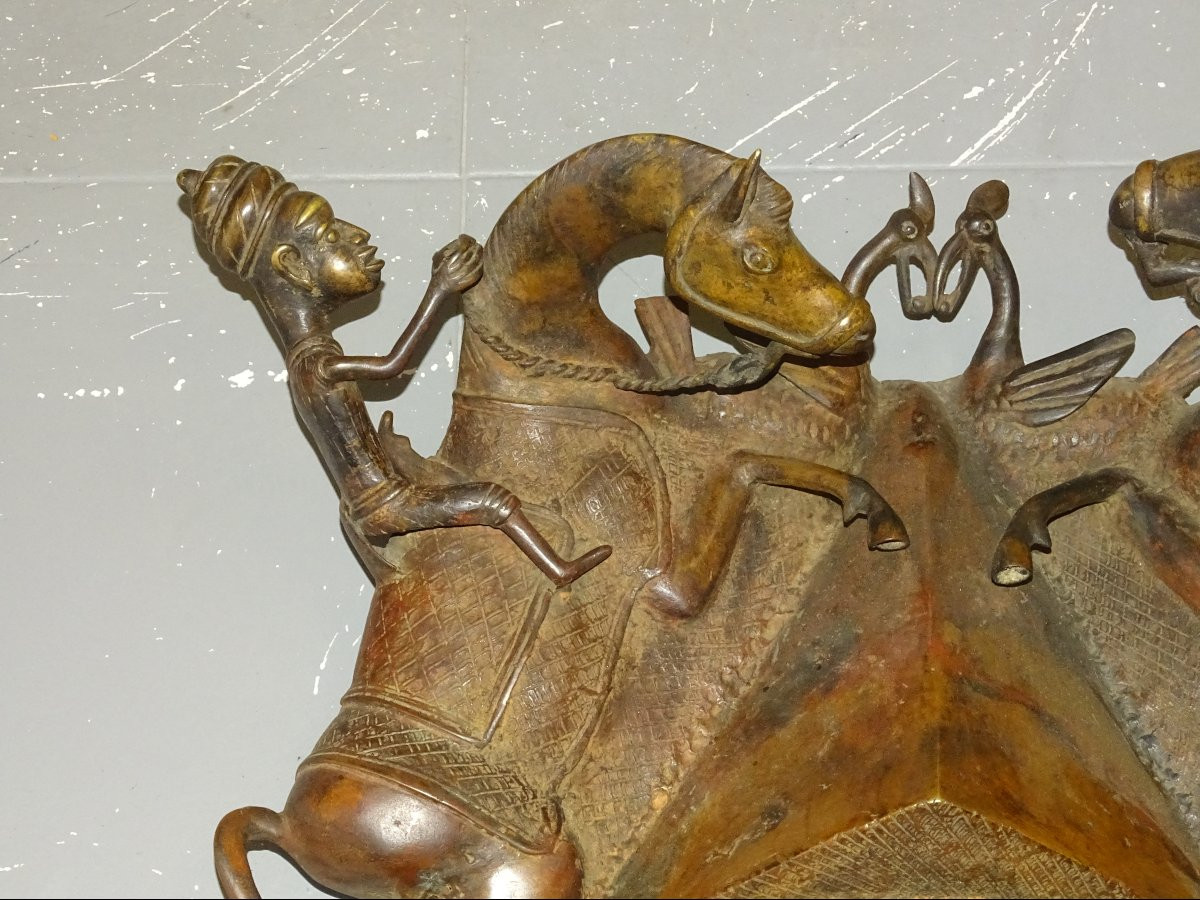 Grand masque Bamoun en bronze, cameroun, 87 cm-photo-2