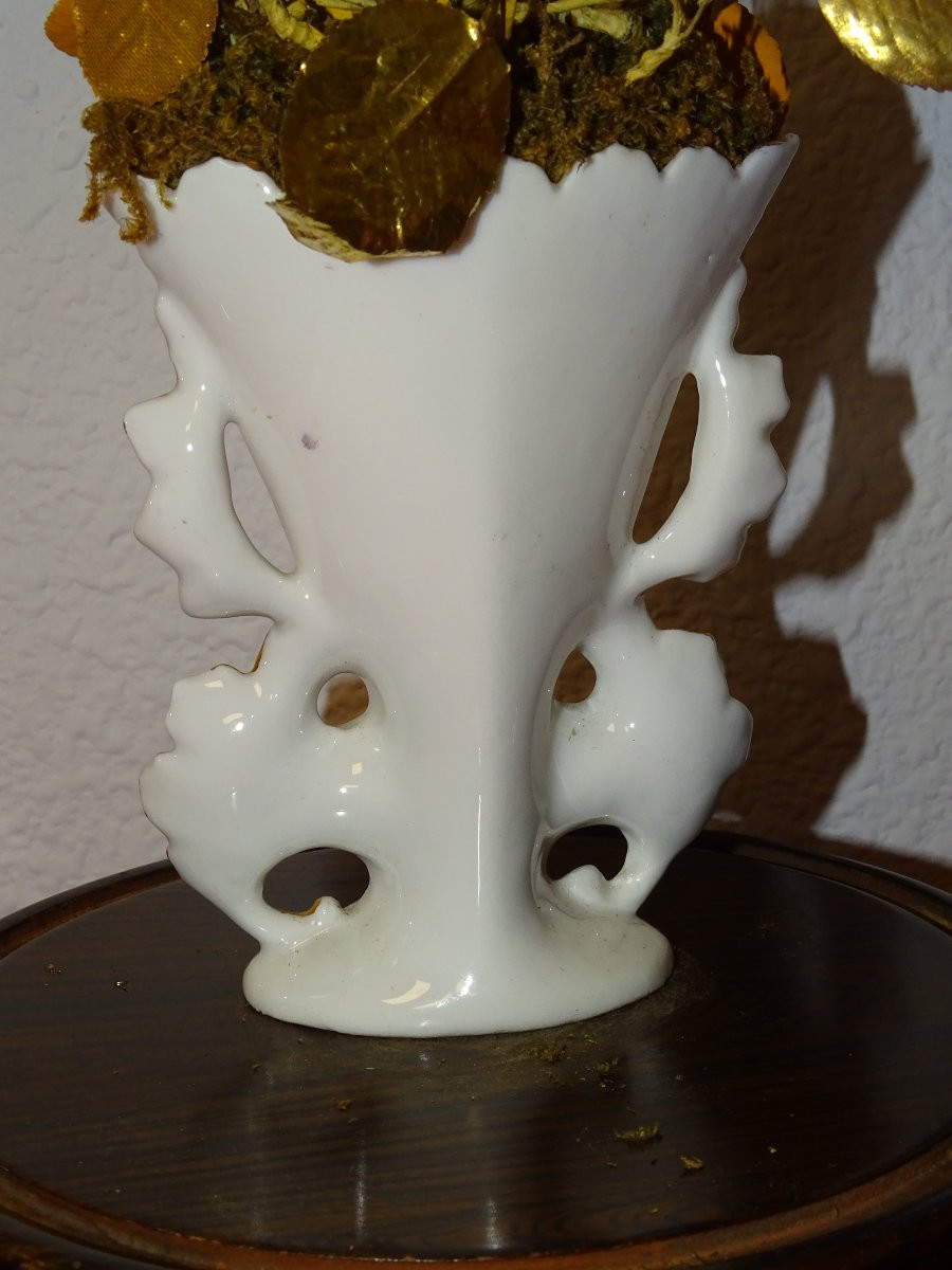 Paire de vases de mariée Vieux Paris avec globes, 52 cm-photo-5