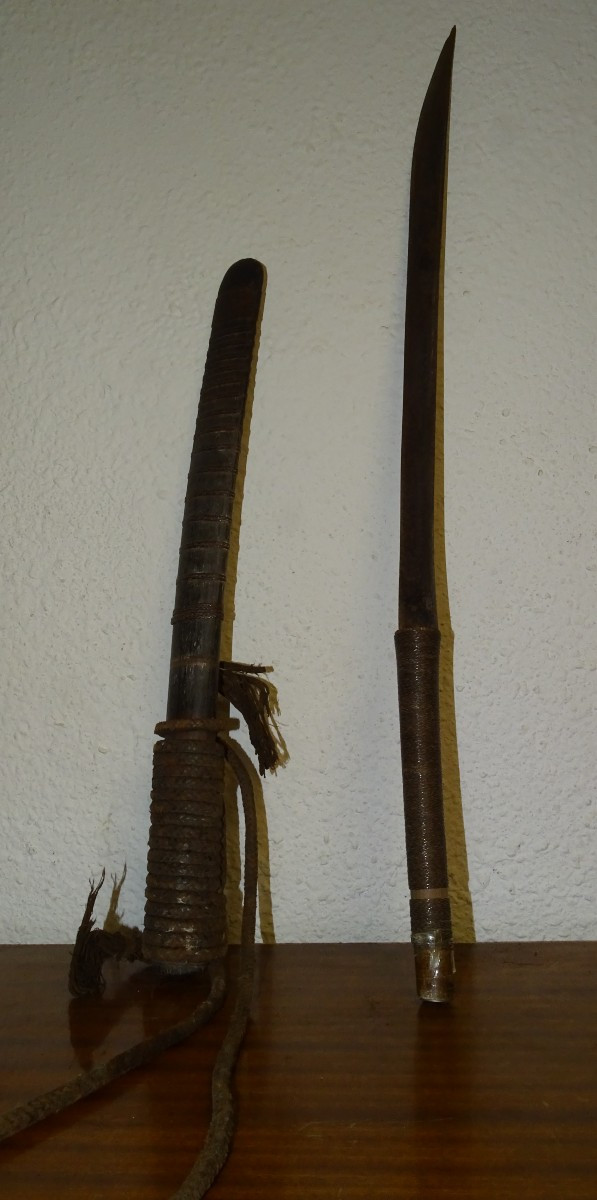 Indonesian Saber Or Sword, Split Bamboo Scabbard, 19th Century