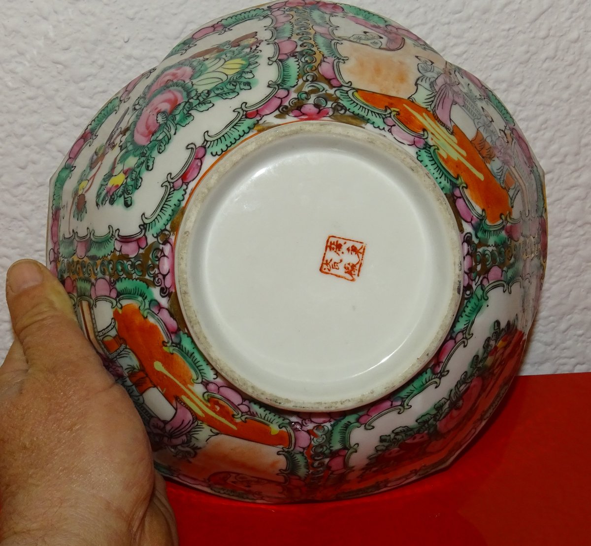 important bol porcelaine de canton dite famille rose, empereur Qianlong-photo-4
