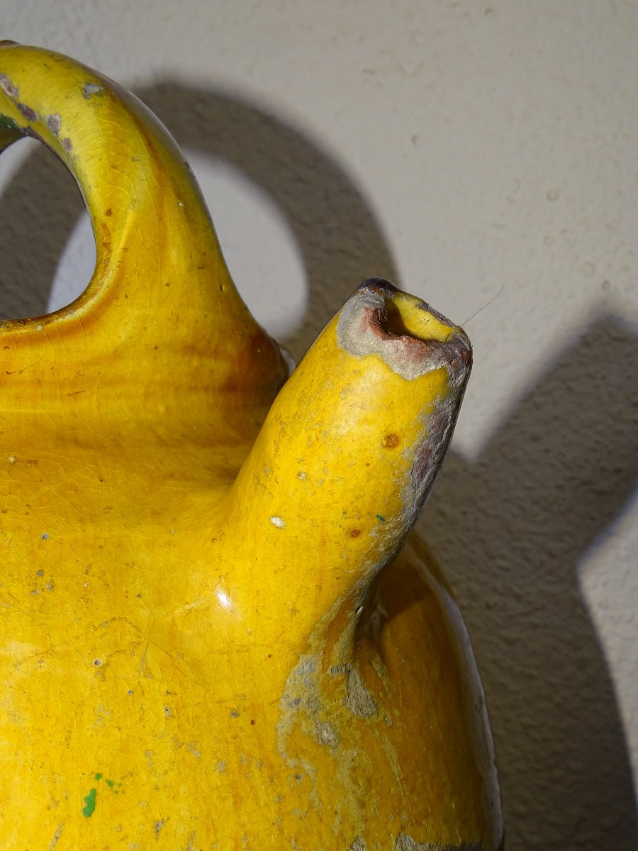 Antique Jug, Glazed Yellow Terracotta, Southern France, 19th Century-photo-4