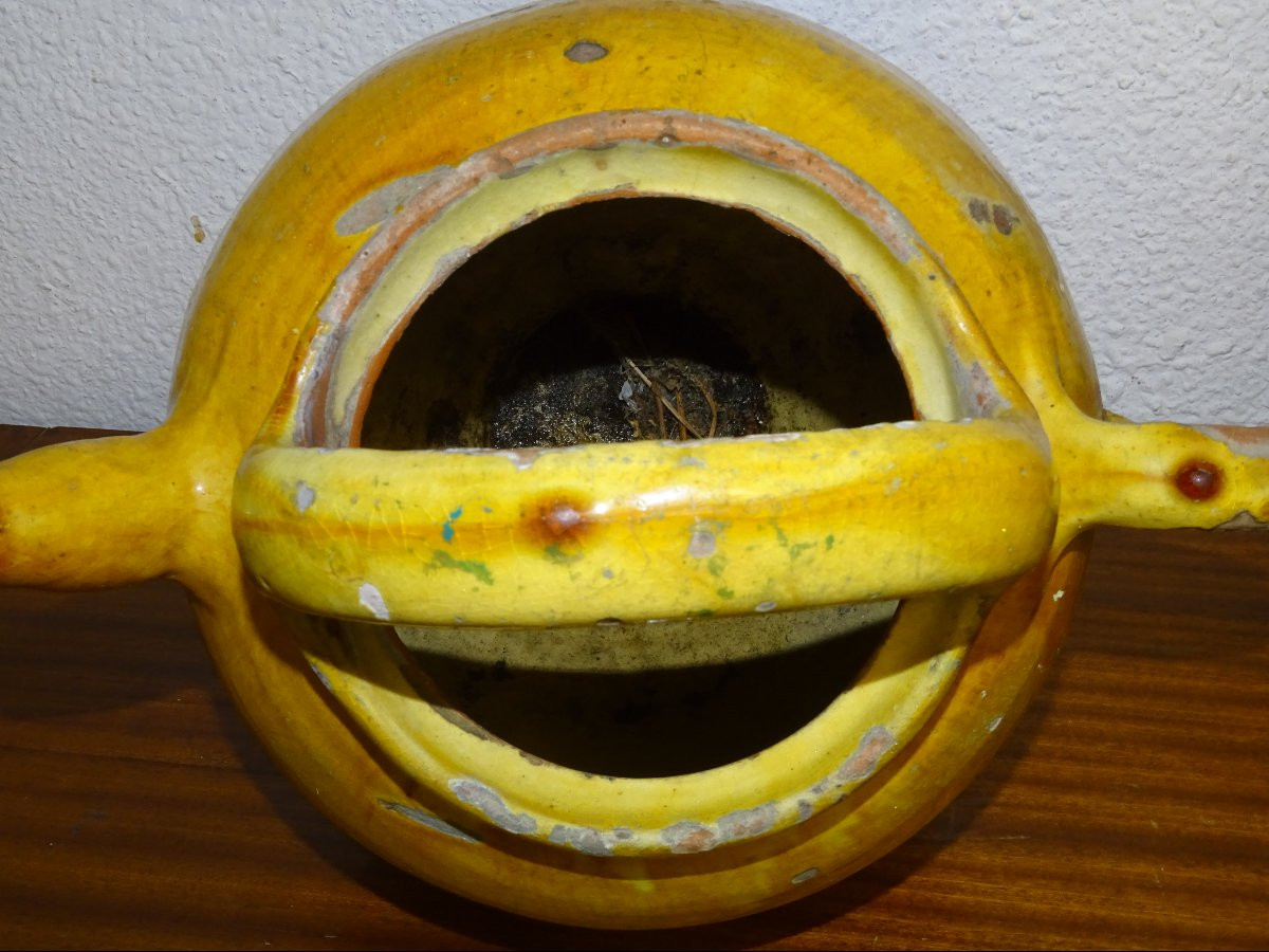 Antique Jug, Glazed Yellow Terracotta, Southern France, 19th Century-photo-7