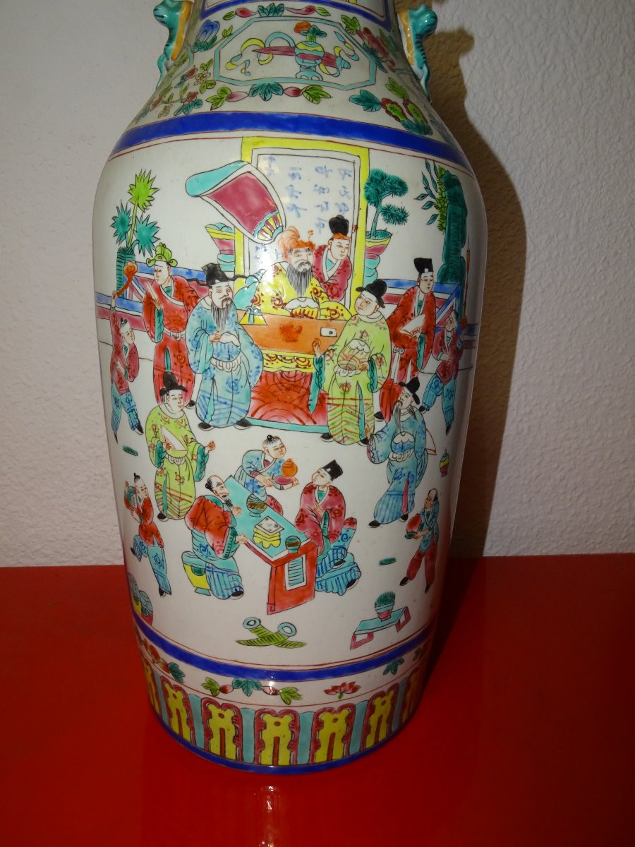 Pair Of Large Famille Rose Porcelain Vases, Qianlong Qing Dynasty, 1736-1795-photo-2