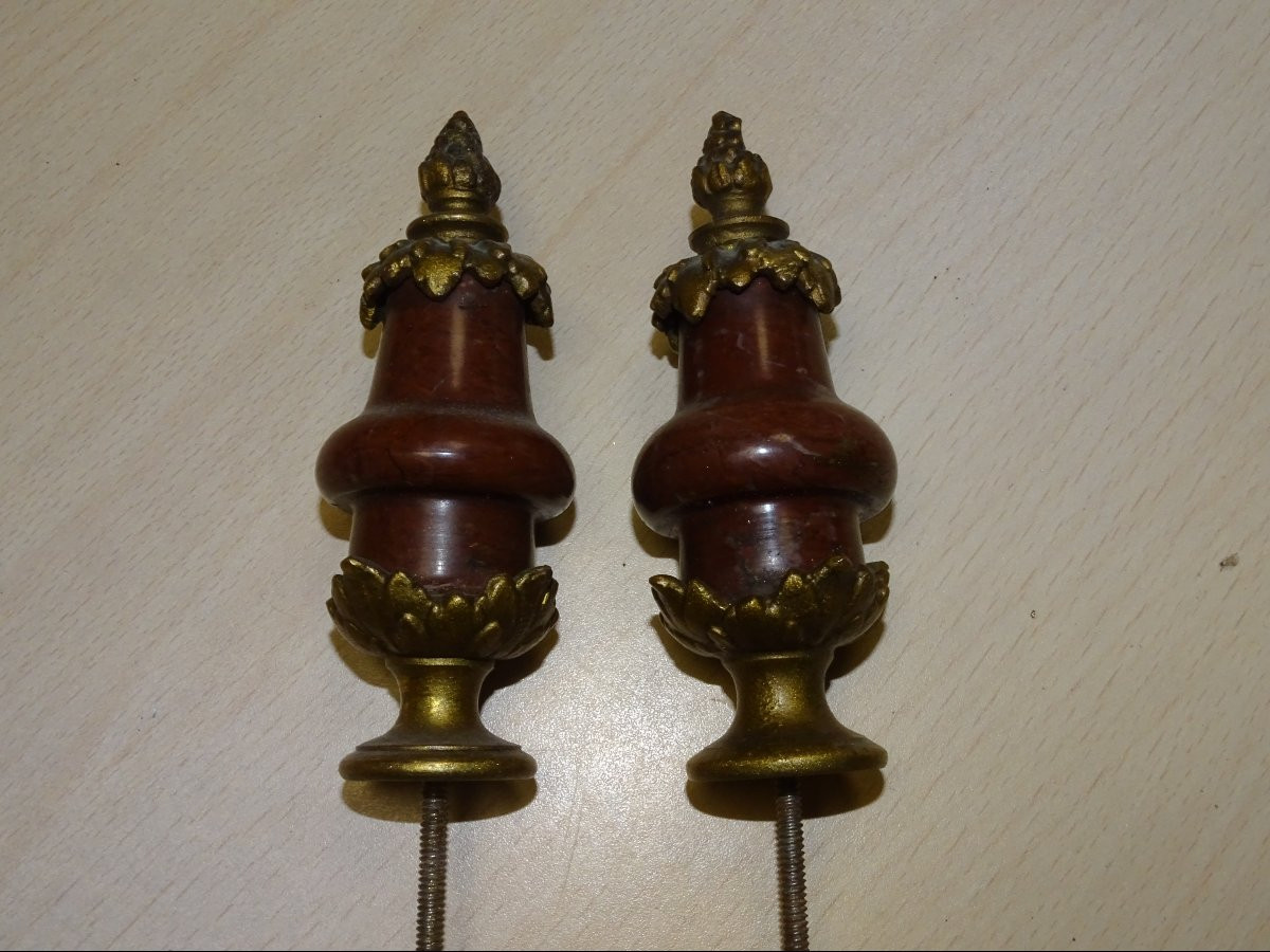 Pair Of Furniture Or Other Ornaments, Gilt Bronze And Marble, 19th Century-photo-2