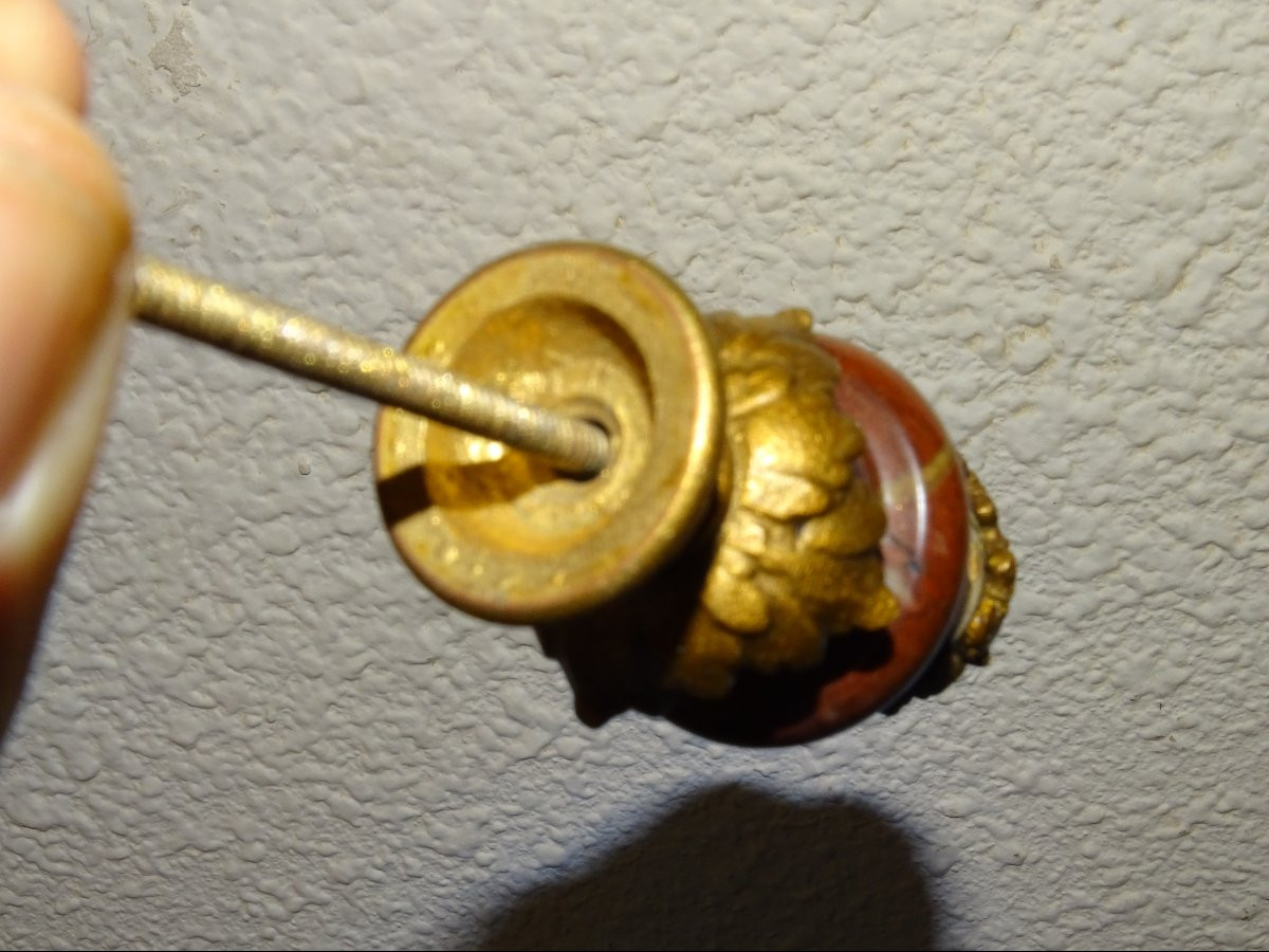 Pair Of Furniture Or Other Ornaments, Gilt Bronze And Marble, 19th Century-photo-2