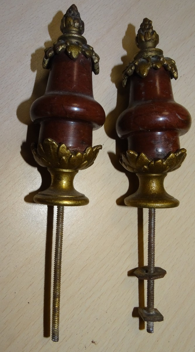 Pair Of Furniture Or Other Ornaments, Gilt Bronze And Marble, 19th Century