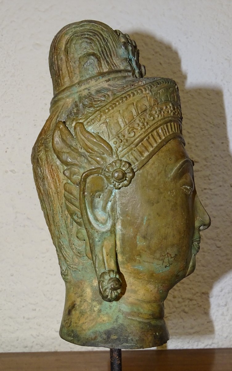 Tête de Bouddha en bronze, Royaume d'Ayutthaya-photo-3