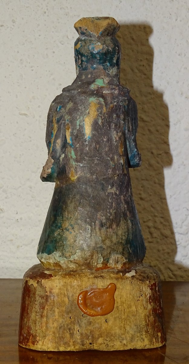 Ancient Statue Of A Buddhist Altar Dignitary, China Or Japan-photo-2