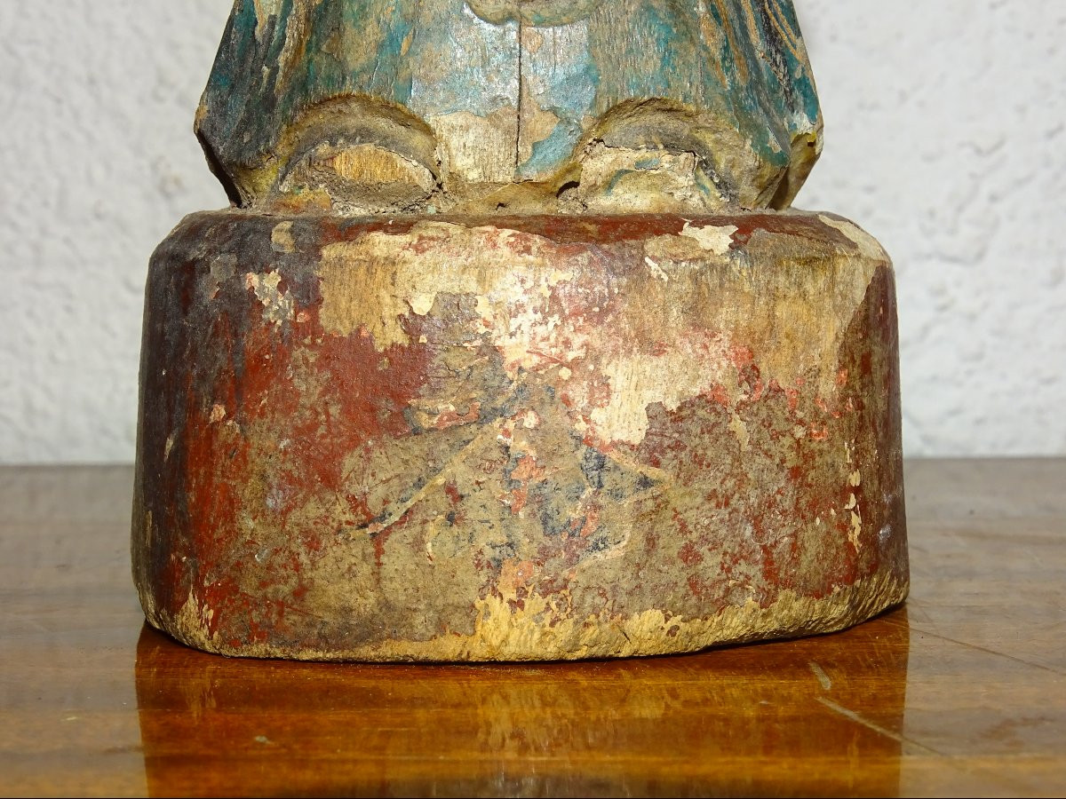 Ancient Statue Of A Buddhist Altar Dignitary, China Or Japan-photo-2