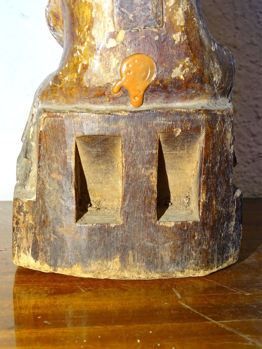 ancienne statue de dignitaire d'autel bouddhique, chine ou japon-photo-4