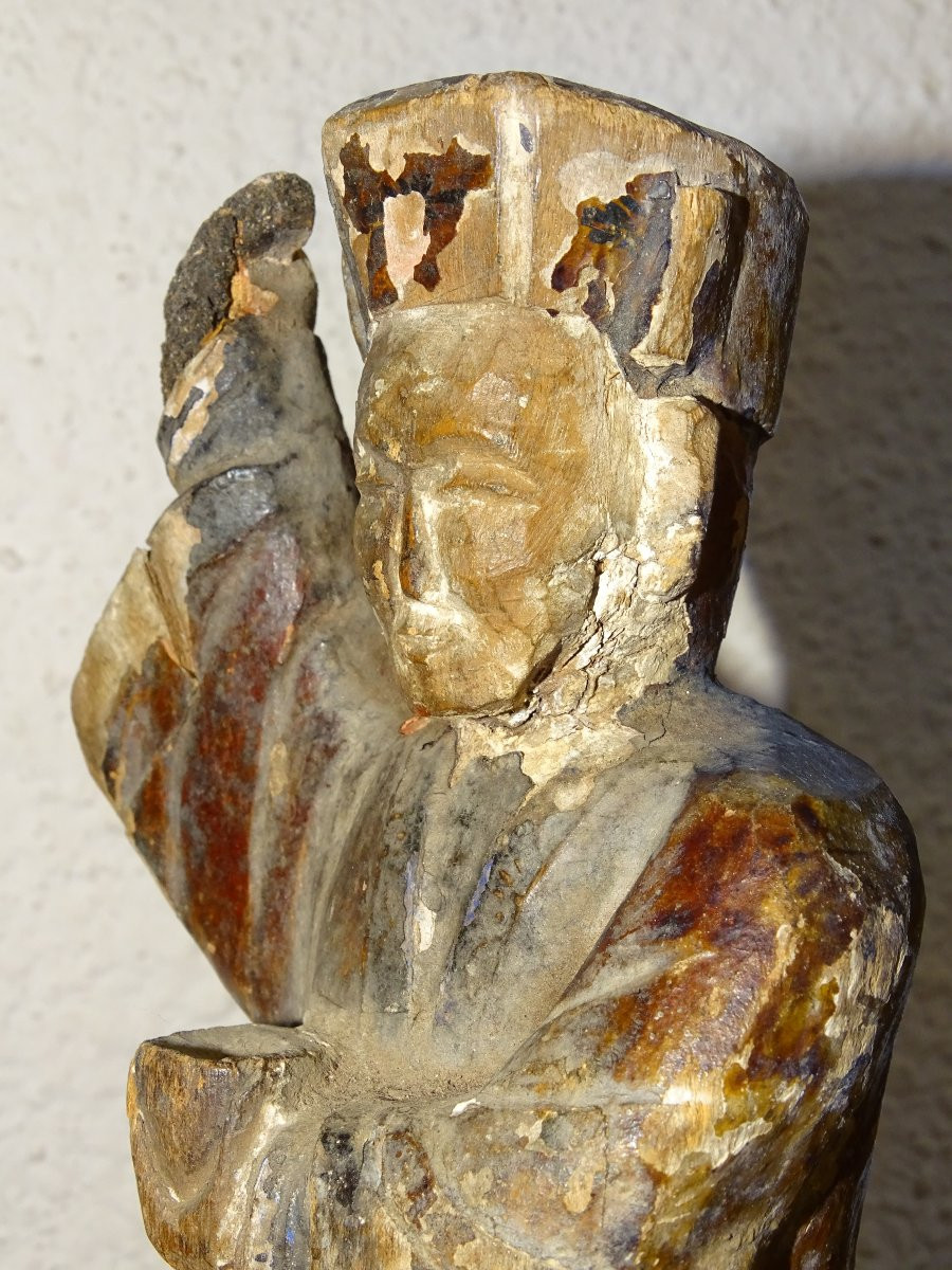 ancienne statue de dignitaire d'autel bouddhique, chine ou japon-photo-2