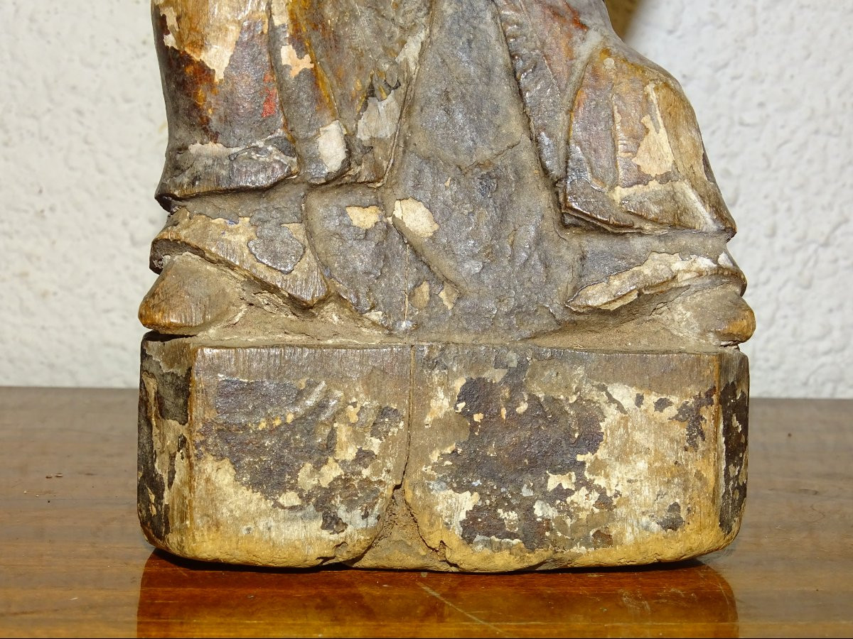 ancienne statue de dignitaire d'autel bouddhique, chine ou japon-photo-3