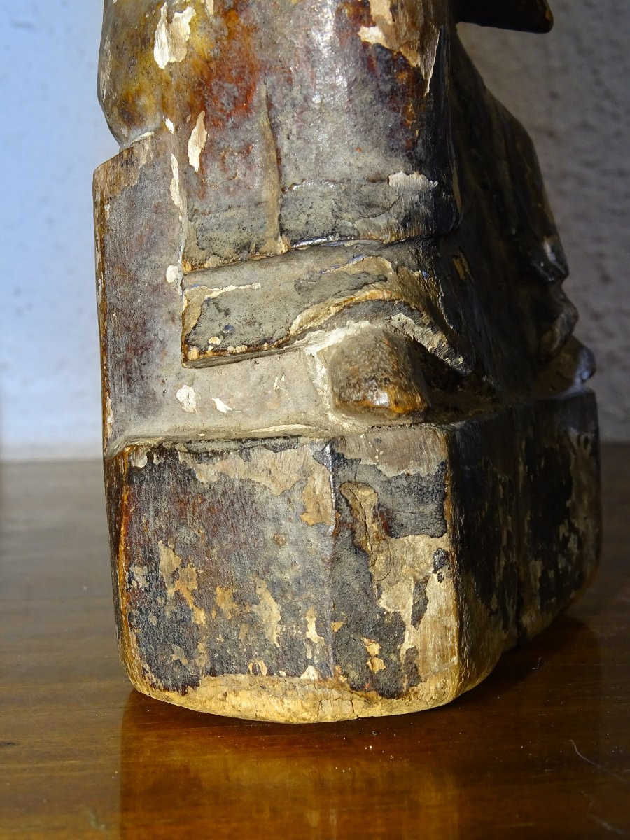 ancienne statue de dignitaire d'autel bouddhique, chine ou japon-photo-5