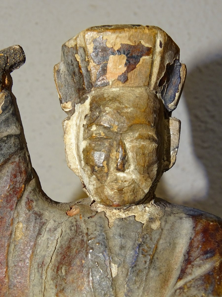 ancienne statue de dignitaire d'autel bouddhique, chine ou japon-photo-7