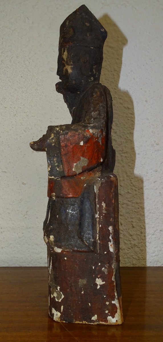 ancienne statue de dignitaire d'autel bouddhique, chine ou japon-photo-3