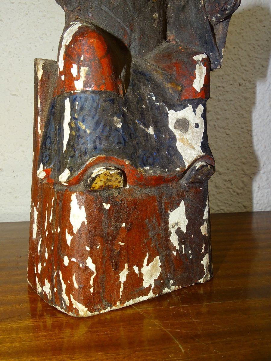 ancienne statue de dignitaire d'autel bouddhique, chine ou japon-photo-4