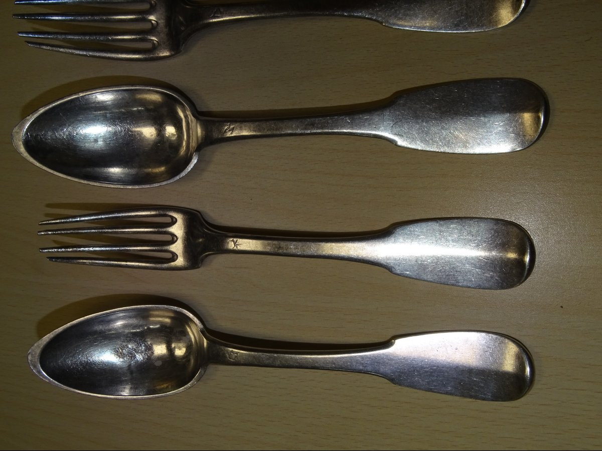 COUVERTS ARGENT MASSIF POINÇON VIEILLARD,PARIS CERES, B.CHENAILLER-photo-1