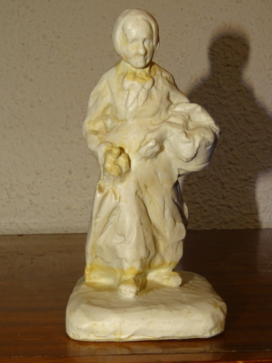 Gres Mougin Signed Ernest Wittmann, Early 20th Century, Old Woman Returning From The Market-photo-4