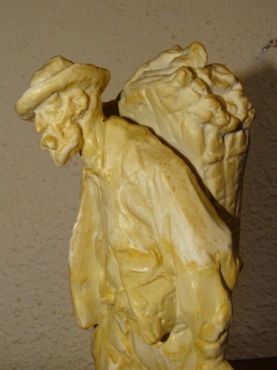 Antique Turn-of-the-century Gres Mougin By Ernest Wittmann, The Man With The Hood-photo-2