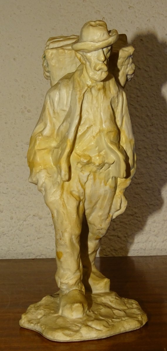 Antique Turn-of-the-century Gres Mougin By Ernest Wittmann, The Man With The Hood-photo-3