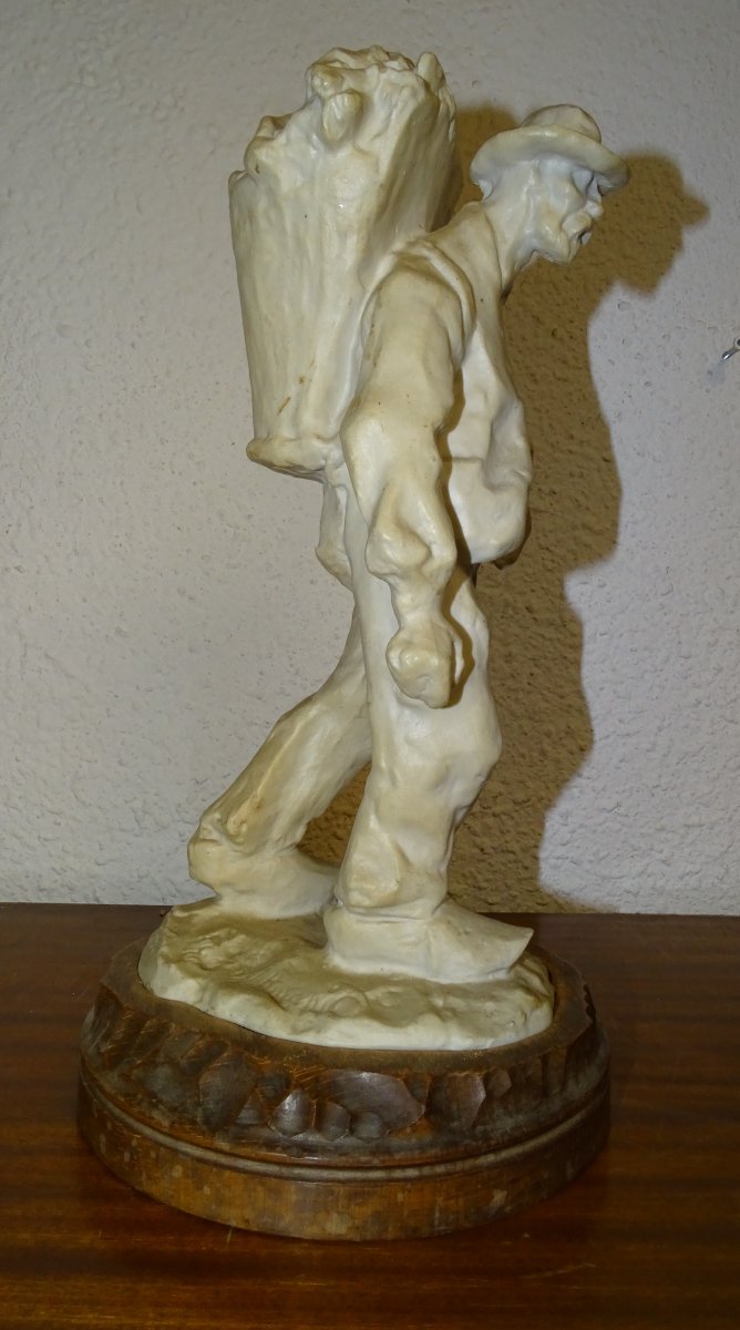 Gres Mougin Signed Ernest Wittmann, l'Homme à La Hotte 2, Early 20th Century-photo-3