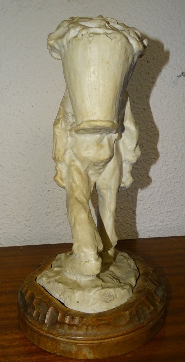 Gres Mougin Signed Ernest Wittmann, l'Homme à La Hotte 2, Early 20th Century-photo-1