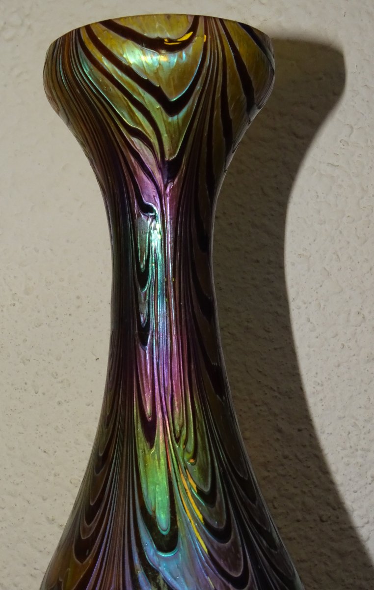 grand vase loetz ou kralik, 36 cm époque 1900-photo-2