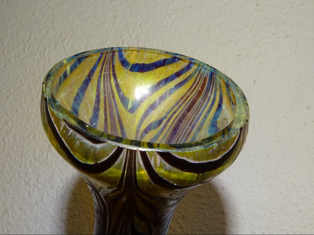 grand vase loetz ou kralik, 36 cm époque 1900-photo-1