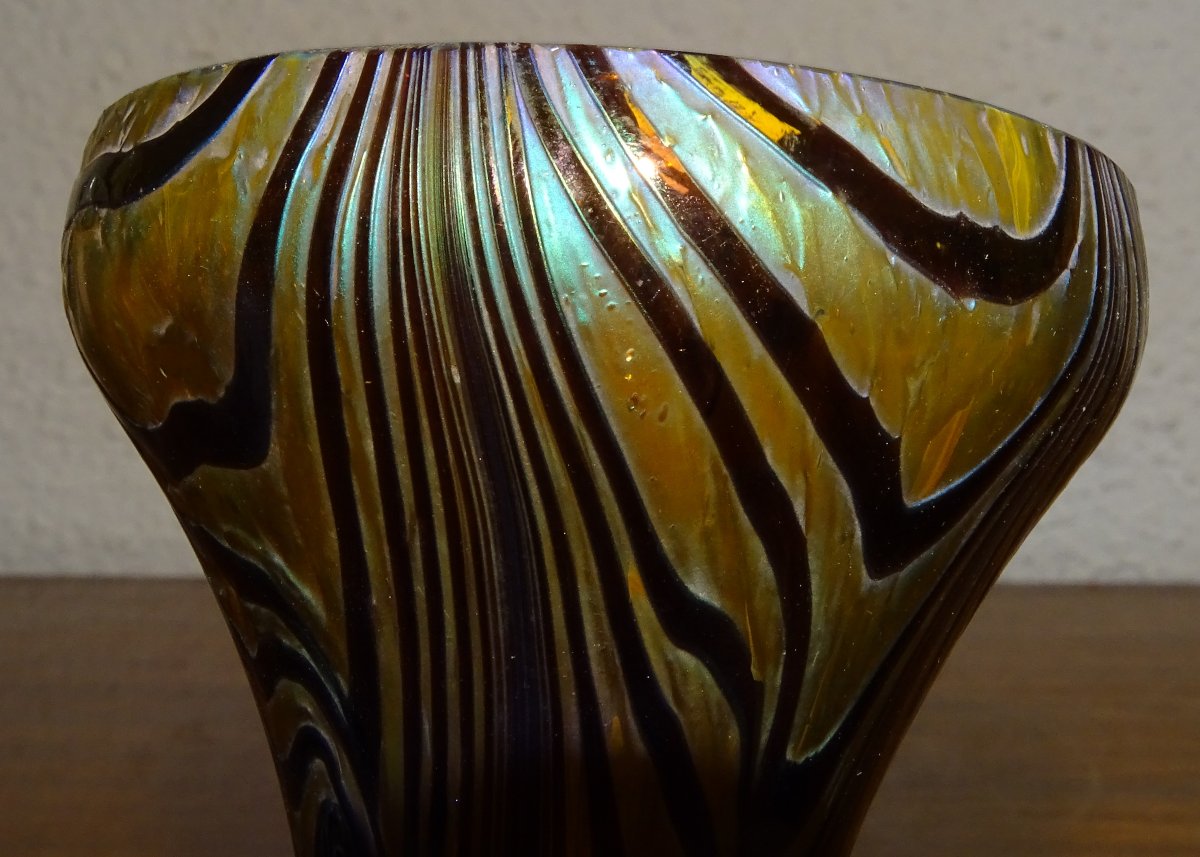 grand vase loetz ou kralik, 36 cm époque 1900-photo-5