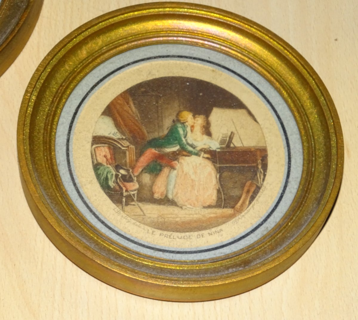 4 19th Century Engravings, G.schlumberger, Fragonard, Gilded Frames-photo-4