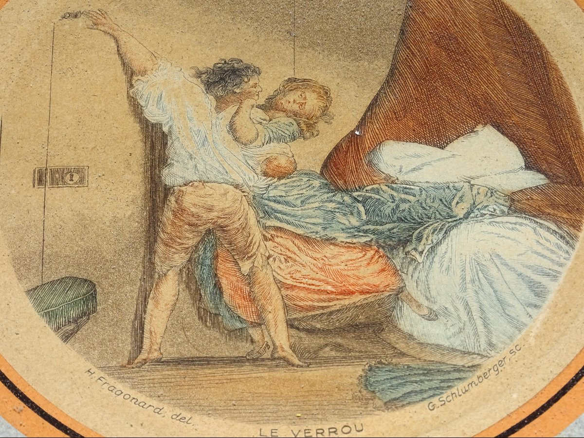 4 19th Century Engravings, G.schlumberger, Fragonard, Gilded Frames-photo-2