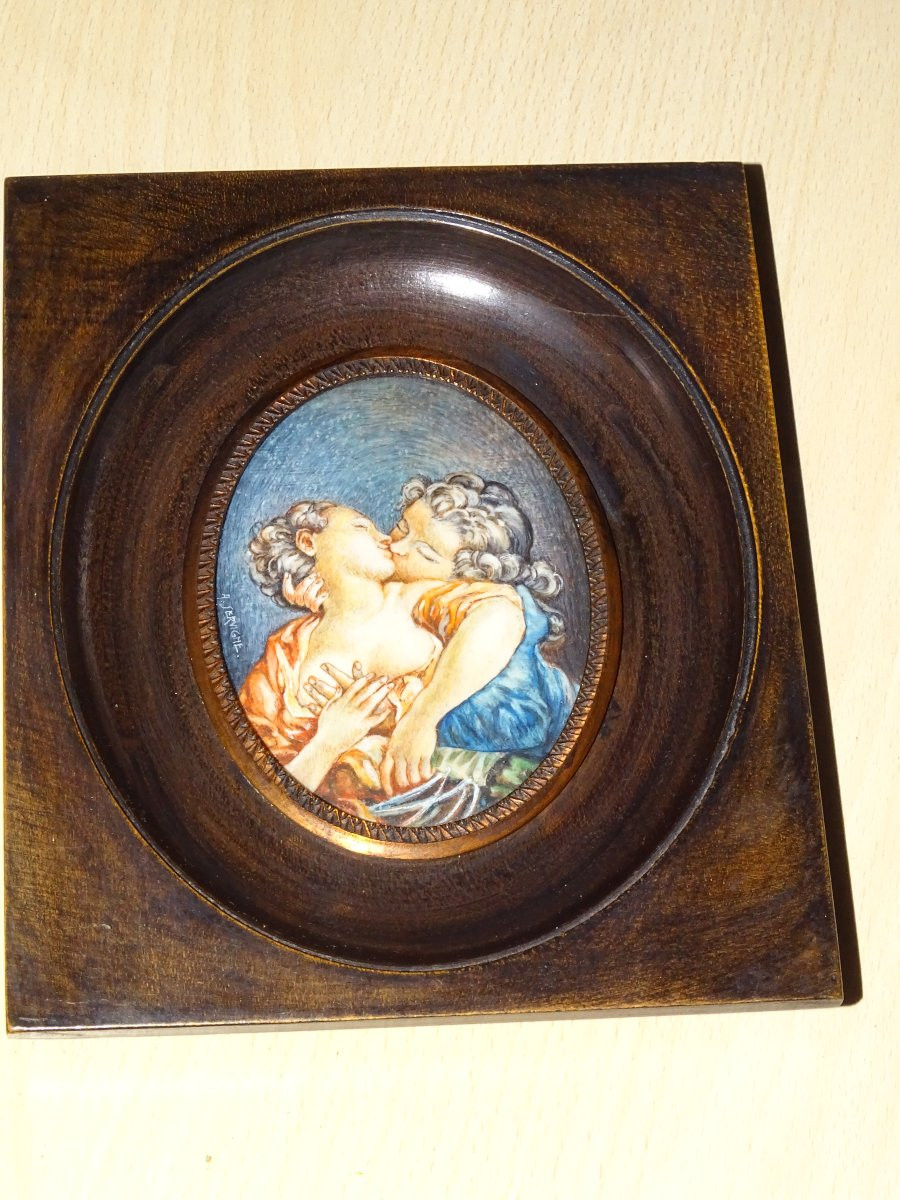 2 Miniatures On Ivory From The 19th Century, Fragonard, A.servigne-photo-2