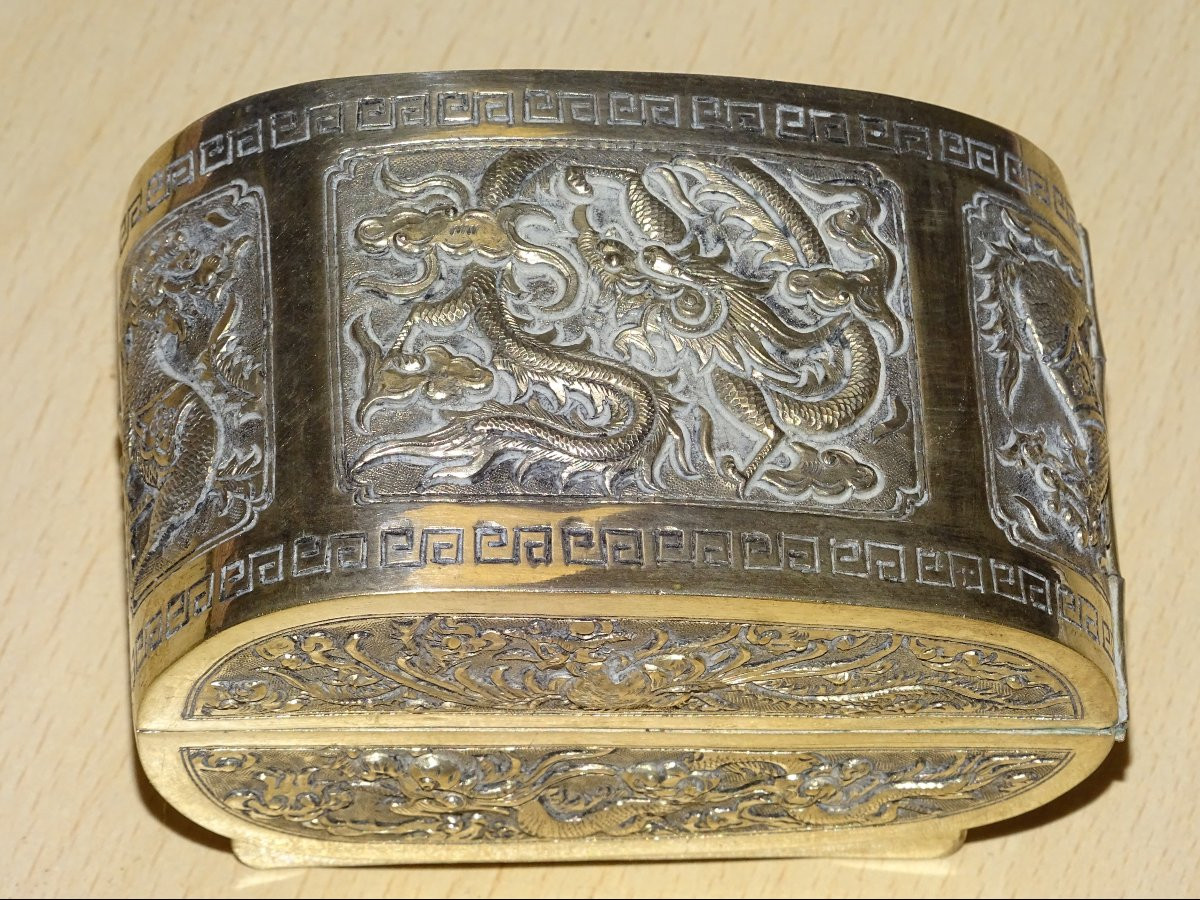 Boite a betel En Argent, Asie Du Sud Est, Début Du XXeme-photo-3