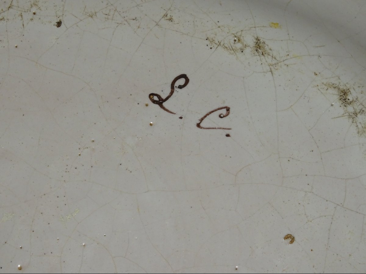 Moustiers Earthenware Oval Dish Signed L.c Character Flowers Foliage 18th Century-photo-4