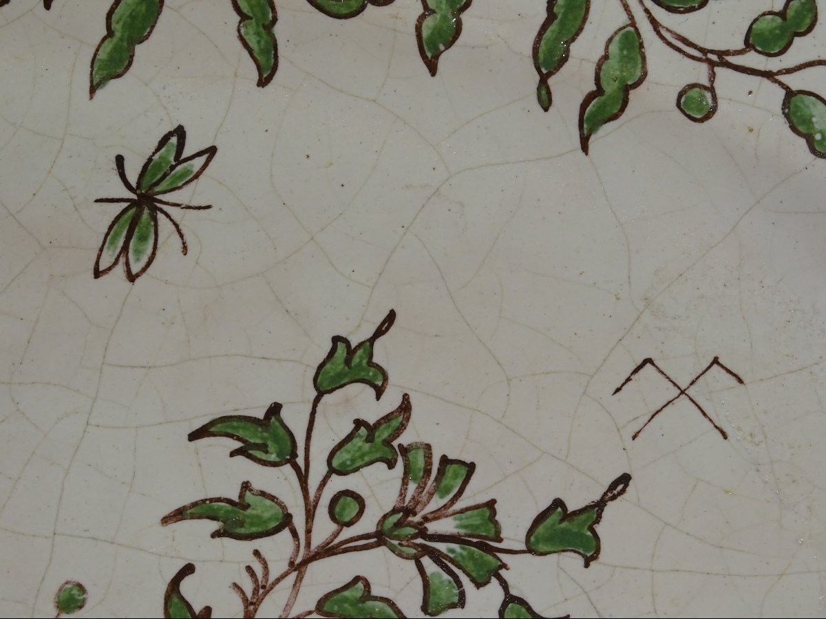 Moustiers Earthenware Oval Dish Signed L.c Character Flowers Foliage 18th Century-photo-5