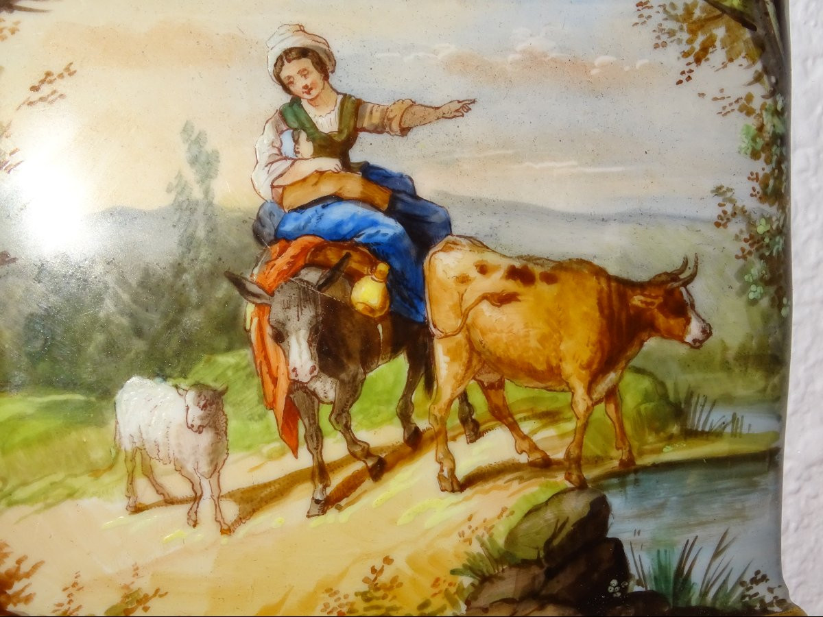 plaque murale XIXème porcelaine imitant cache pot-photo-3