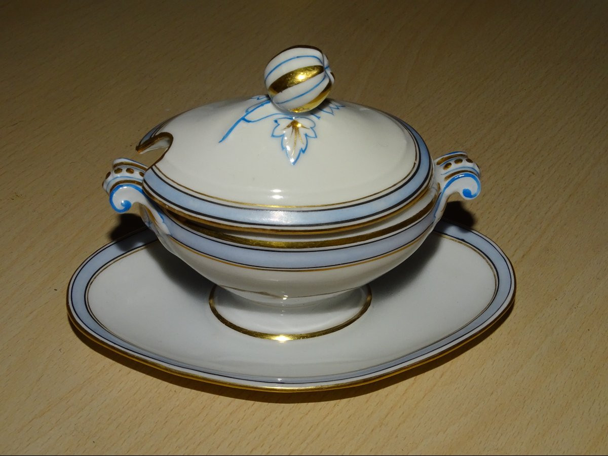 Porcelain Mustard Pot, Old Paris, 19th Century-photo-2