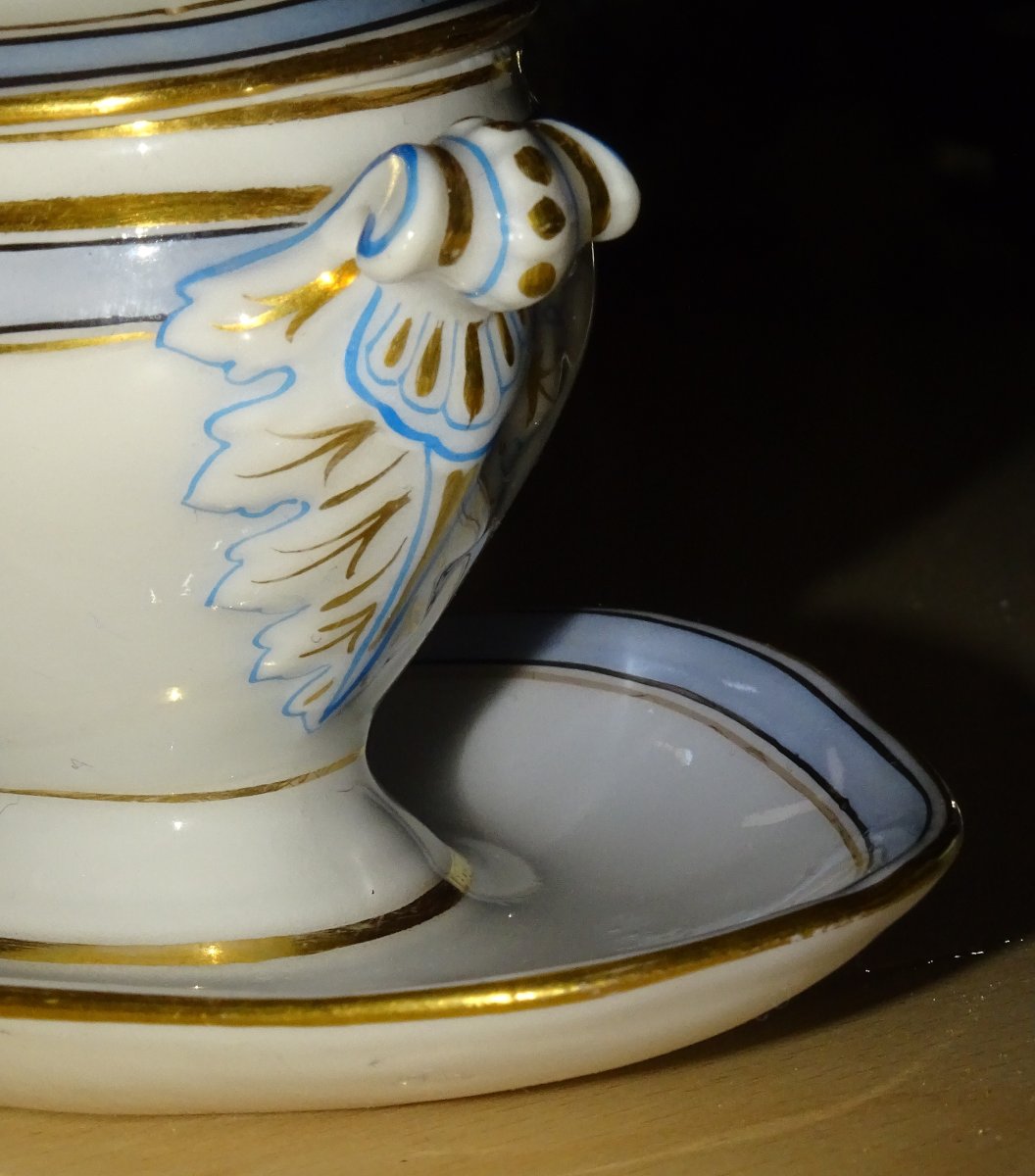 Porcelain Mustard Pot, Old Paris, 19th Century-photo-2