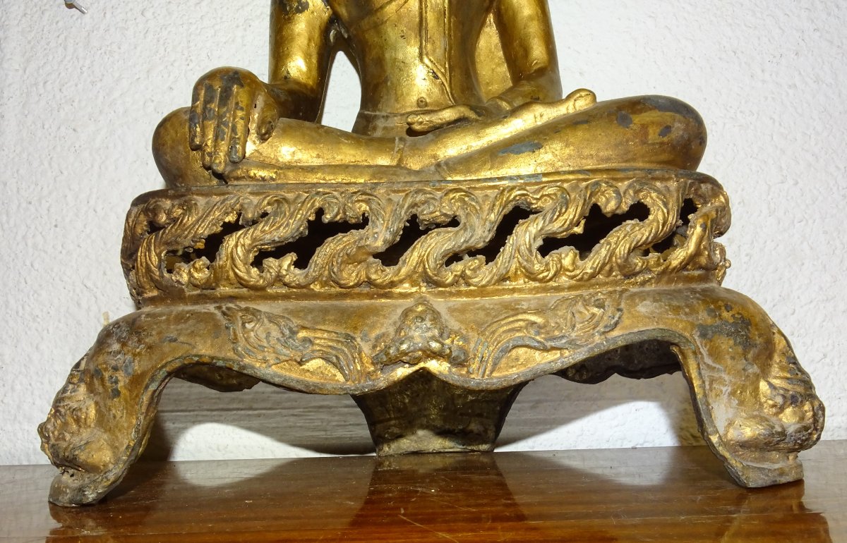 Sakyamuni Buddha, Gilded Bronze, Thailand, 18th Or 19th Century, 56 Cm-photo-4