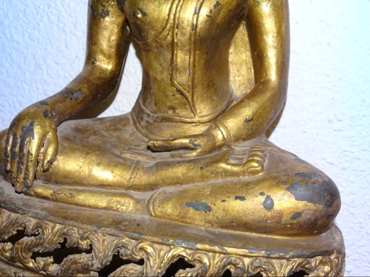 Sakyamuni Buddha, Gilded Bronze, Thailand, 18th Or 19th Century, 56 Cm-photo-3