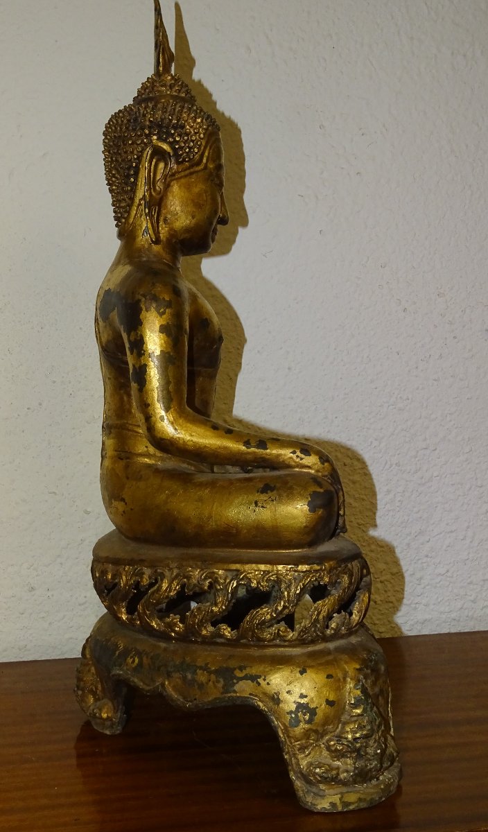 Sakyamuni Buddha, Gilded Bronze, Thailand, 18th Or 19th Century, 56 Cm-photo-5