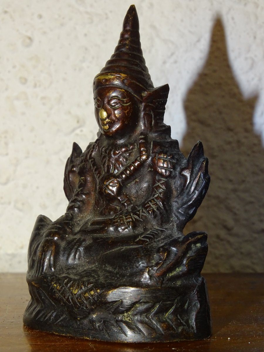 bouddha arakan, Ancienne statuette en bronze, birmanie XIXème-photo-4