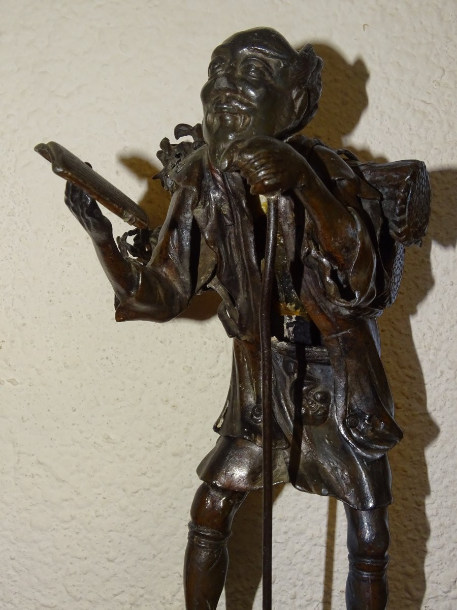 ancien bronze vieillard, cire perdue, japon, XIXème-photo-2