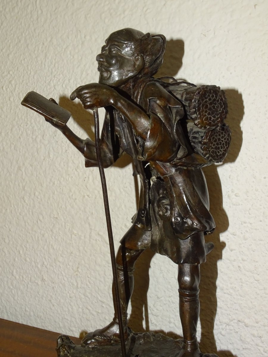 ancien bronze vieillard, cire perdue, japon, XIXème-photo-3