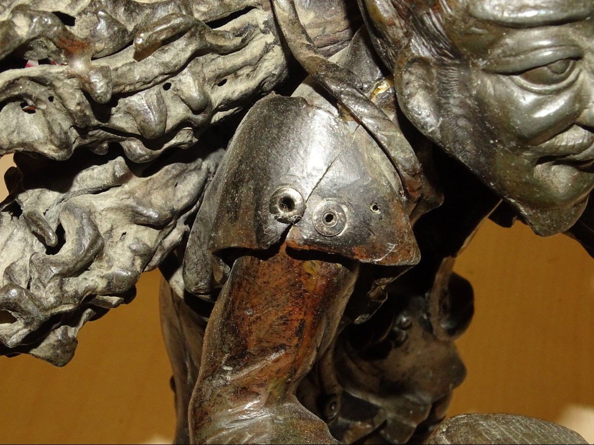 ancien bronze vieillard, cire perdue, japon, XIXème-photo-6