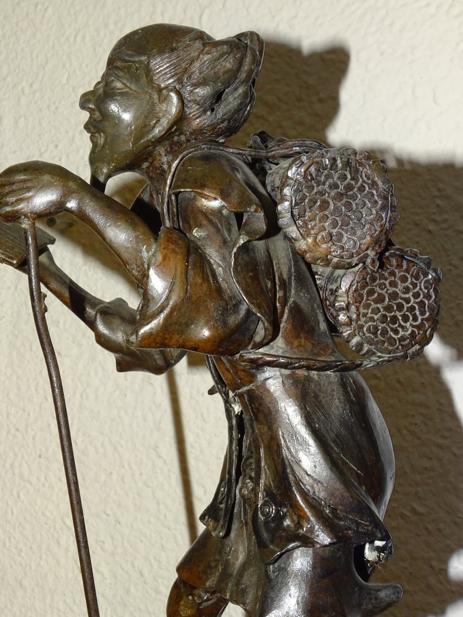 ancien bronze vieillard, cire perdue, japon, XIXème-photo-8