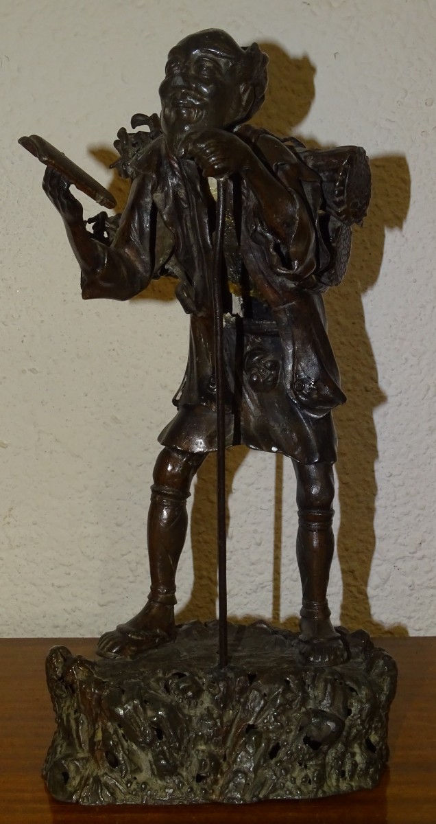 ancien bronze vieillard, cire perdue, japon, XIXème