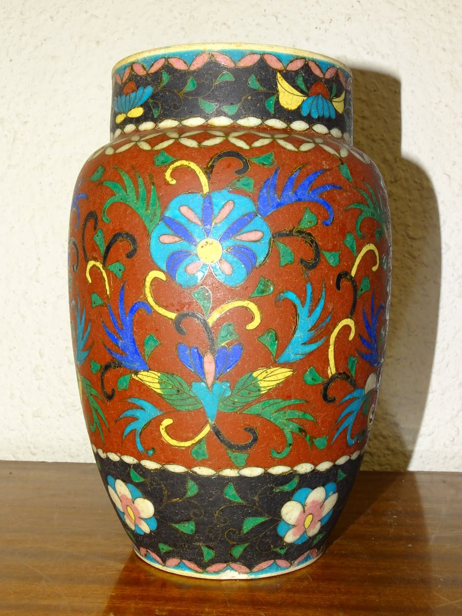 vase Totai Shippo, signé, Japon, époque Meiji (1868-1912)-photo-2