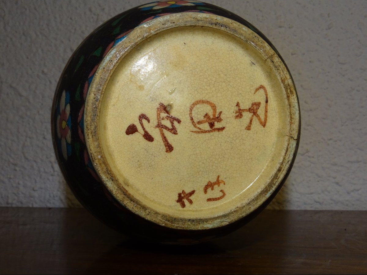 vase Totai Shippo, signé, Japon, époque Meiji (1868-1912)-photo-3