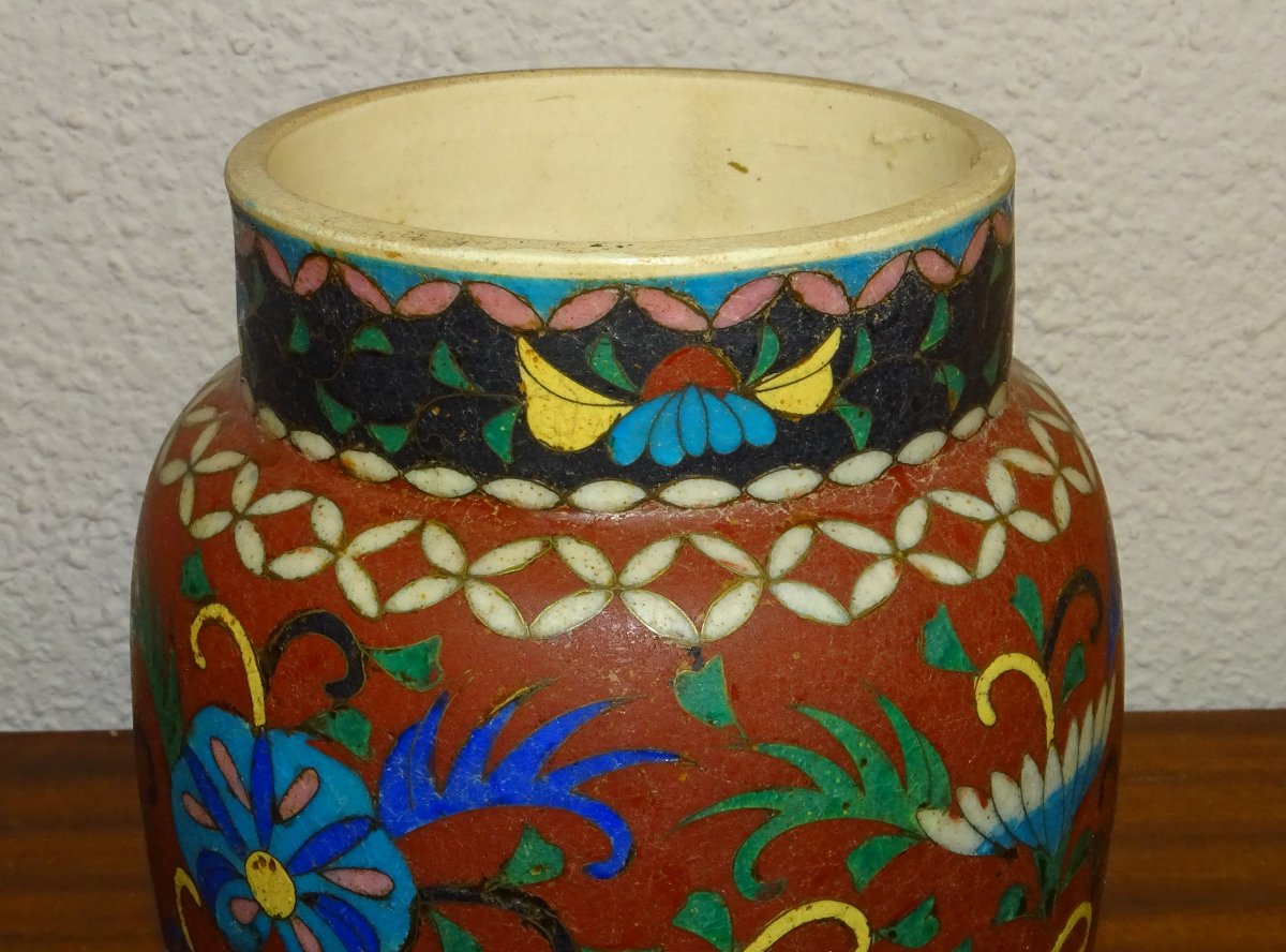 vase Totai Shippo, signé, Japon, époque Meiji (1868-1912)-photo-4